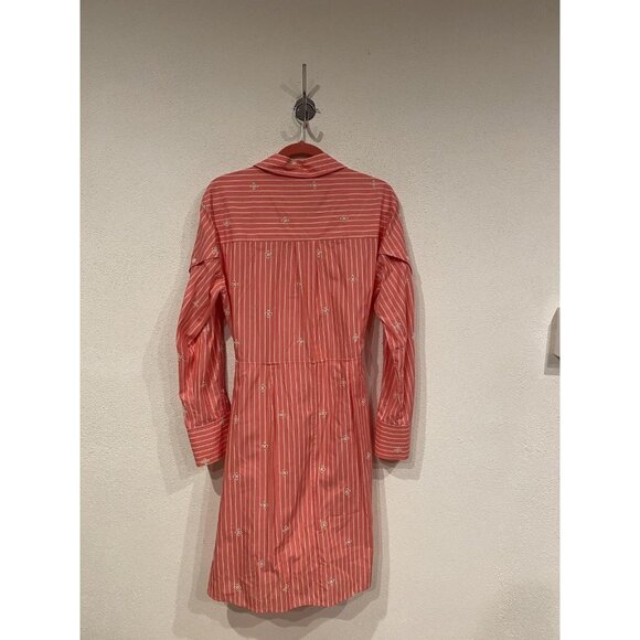 Derek Lam 10 Crosby Charlotte Dress Womens 12 Pink Stripe Tie Waist Shirt Button - Picture 6 of 6